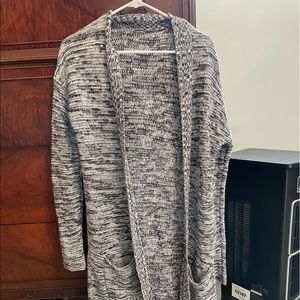 White and black cardigan
